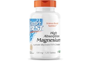 Doctor's Best, HIgh Absorption Magnesium, 100% Chelato con TRAACS, con Glicina e Lisina, 120 Compresse vegane, Testato in Laboratorio, Senza Soia, Senza Glutine, Non OGM