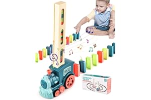 ZITFRI Domino Train Toy Set with 100Pcs Domino Train Blocks Automatic Domino Train with Sound Domino Train Blocks Set Building and Stacking Toy for 3 4 5 6 7 Years Old Boys Girls (Without Batteries)