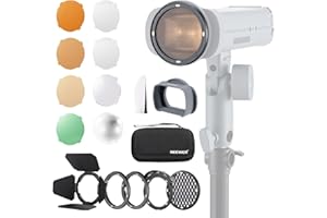 NEEWER CRM5 Magnetisches Blitz Zubehör Set für Q3 Flash, Adapter von quadratisch auf rund mit Torblende, Gitter, Kuppeldiffusor, Diffusionsplatte, Visier, Farbgelfilter, Tragetasche