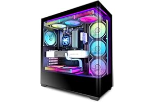 KEDIERS PC Gehäuse Vorinstallierter 7 × 120MM PWM ARGB Lüfter, ATX Mid Tower PC Gehäuse, Computergehäuse mit Panoramaaussicht Gehärtetes Glas Front Panel,Schwarz，P4 ARGB