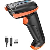 Tera 5100 Wireless Barcode Scanner - 1D and 2D QR Code Reader, 2.4GHz Wireless and USB Wired, 2000mAh Battery Display, Ergonomics