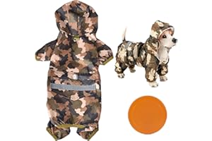 DKDDSSS Dog Waterproof Coat Dog Hooded Breathable Stylish Premium, Pet Lightweight Rain Jacket Dog Rain Poncho With Reflective Strip Harness Hole Four Legs for Medium to Large Dog（XXL)