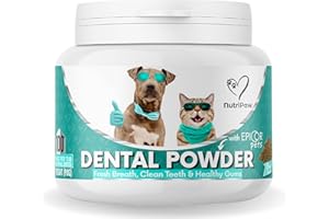 NutriPaw Dental Powder For Dogs & Cats - Clean Teeth, Healthy Gums & Fresh Breath - Manage Plaque & Tartar Build-Up - Fuss-Free - No Brushing Needed - Lasts Up To 6 Months
