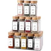 Orret Home 12'li Bambu ve Akasya Kapaklı Cam Baharatlık Seti 120 ml - Doğal Ahşap Kapaklı, Şeffaf Cam, Sağlıklı ve Şık Bahara