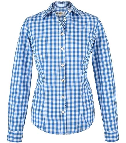 Kuukaas Kariertes Hemd Damen Cowgirl Oktoberfest Bluse Karohemd Langarm
