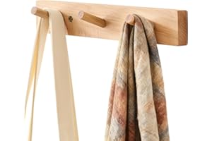 OAKERLAND Wooden Coat Rack Wall Mounted, 30cm Hickory Wood Floating Jackets Hooks for Bag, Scarves, Handbags, 3 Hooks Coat Rack for Entryway, Living Room, Bedroom, Office