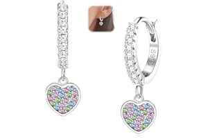 ORAZIO Argento 925 Farfalla Amore Cuore Orecchini a Cerchio Pendenti per Donne Ragazze Bambini Zircone Anallergico Orecchini a Cerchio Pendenti Multicolore