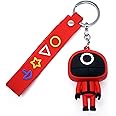 HAWKISTER 3D Cute (Skuid Game-Circle) Miniature Character Fancy Key Chain with Metal Clasp & Rubber Lanyard, Red (1 Unit)