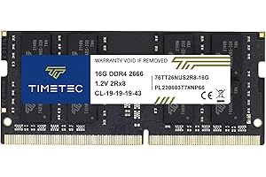 Timetec Premium 16GB DDR4 2666MHz PC4-21300 Non-ECC Unbuffered 1.2V CL19 2Rx8 260 Pin SODIMM Laptop Notebook PC Computer Memory RAM (16GB)