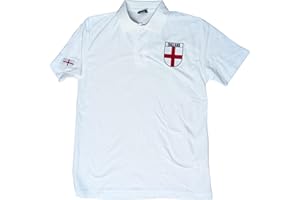 SUPER LEMON England Supporters Polo Shirt – Affordable Football Fan Shirt – St. George’s Cross Badge – Casual Game Day Polo for Men – Red, White & Navy