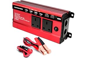 LAOONL Power Inverter, 1500W Inverter 12v to 240v, Pure Sine Wave Inverter Car Converter with 3.1A 4 USB 2 AC Sockets Dual Car Adapter With 2 LED Display for Travel, Camping, RV