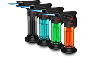 WANBRO 4 Pack of Torch Lighter, Powerful Windproof Jet Flame, Butane Gas Refill, with Safety Lock, Mini Torch Lighters for Candle, Firework (Gas not Included)