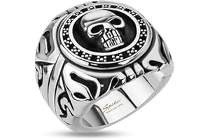 UrbanBijoux Bague CHEVALIERE Homme Acier Inoxydable Tete DE Mort Biker Gothique Tribal