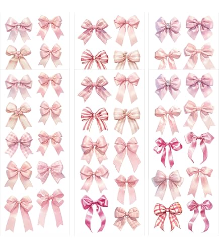 50 Coquette Bows Sticker – Rosa Schleifen-Aufkleber Aus Vinyl Für Dekoration