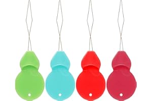 Beayuer 30 Pieces Gourd Shaped Plastic Needle Threaders with Clear Box Plastic Wire Loop DIY Needle Threader Hand Machine Sewing Crafting Tool 4 Colors Random