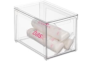 mDesign Plastikowy Pojemnik do Przechowywania – Schowek z Pokrywką na Zawiasach – Organizer Łazienkowy na Przybory Toaletowe i Produkty Kosmetyczne – Przezroczysty