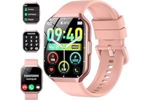 CASCHO Smartwatch Damen Herren mit Telefonfunktion, 1,96" Zoll Touchscreen Fitnessuhr, IP68 Wasserdicht Fitnessuhr mit Herzfrequenzmonitor Schlafmonitor Schrittzähler, Sportuhr für iOS Android