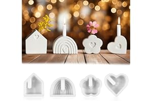 ZOONVII Silikonformen Gießformen, 4PCS Gießform Kerzenhalter, Silikonform Weihnachten, Silikonform Regenbogen Haus Herz Blumen, Silikonformen Gießformen Kerzenhalter, DIY Gießform kerzenhalter
