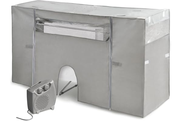 Rayen | Cubre Tendedero con Calefactor | Secado Rápido | Mínimo Consumo | Extensible | Enchufe | Gris | Medidas: 105-180x56x106 cm, 1 unidad