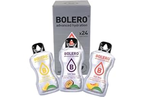 Bolero ICE TEA MIX 24x3g | Proszek do napojów bez cukru, słodzony stewią + witamina C | odpowiedni dla dzieci, sportowców i diabetyków | bezglutenowy i przyjazny dla wegan