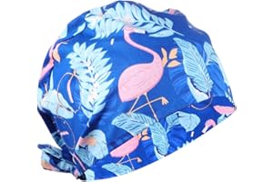 KESYOO Surgery Scrub Cap Floral Printed Scrub Hat Cotton Head Cover Elastic Band Nurse Doctor Hat Bouffant Hat