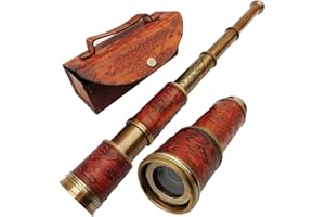 ANTIQUE VIBES Nuevo telescopio de mano en caja de cuero de latón estilo antiguo pirata Spyglass navegación Marine Collector regalo de bautismo regalos para niños para marinero padre cumpleaños regalo de graduación