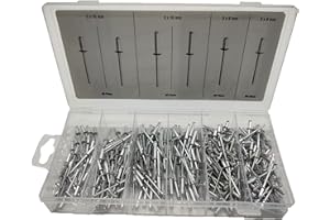 HMH-Shop Profi Nietzange Set 320/640 Stück Blindnieten feste Verbindung Pop Nietenzange Nieten Zange Blindnietenzange Sortiment Aufsätze 2,4/3,2/4,0/4,8mm (320 Blindnieten)