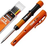 THORVALD Sturdy Carpenter Pencil with Case, 7 Leads and Sharpener - Deep Hole Marker for Professionals - Perfect for Construc