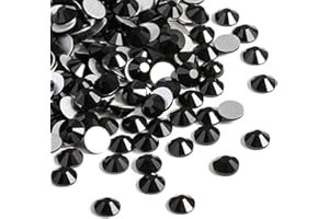 CHONGNING 1440 Pcs Flat Back Crystal Rhinestones, Glue Fix Diamante Round Gems for Diamante Gems Nail Art Crafts Clothes Scrapbooking Embellishments DIY Decoration, Black (Black, 2.0-2.1mm)