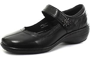 MOD COMFYS Ladies Leather Memory Foam Comfort Touch Fasten Bar Shoes