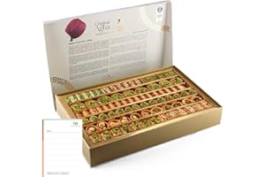 Premium Baklava 750g Gemischte Sorten - Orientalische Süßigkeiten Geschenkbox - Mit Echten Pistazien & Nüssen - Süßgebäck Spezialität & Ben's Garden Notiz Set
