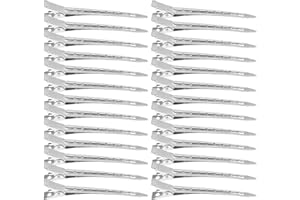 KYSUN 26Pcs Duck Bill Sectioning Clips, 3.5 inches Hair Sectioning Clips Metal Hairdressing Curl Clips Crocodile Clips Hair Styling Clips Duck Bill Hair Clips Silver Hairdresser Clips for Salon Women Girls