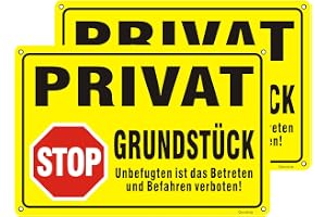 Goodvia Privat tomtskylt metall reflekterande 30 × 20 cm, 2 stycken skylt privat tomt tillträde förbjuden aluminium varningss