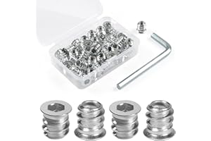 BOUMVID Tuercas Roscadas Hexagonales Insertos de Madera M5 x 10mm, 40 Piezas Tuercas de Insertar Roscados Hexagonal Remaches, Tuerca de Inserción Cabeza Plana para Muebles de Madera