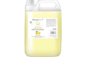 OCEAN FREE Lemon Zest Hand Sanitiser Gel - 5L Litre - 70% Alcohol - Made in the UK (Single)