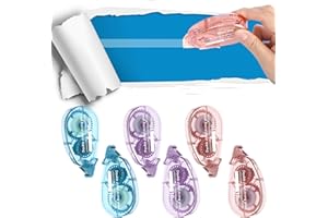 FYGUARD 6 Pcs Glue Tape Roller, 8mm x 10m Double Sided Tape Dispenser Transparent Scrapbook Accessories for School, Home, Office, Crafting