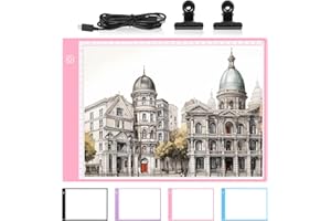 Damcyer LED Tavoletta Luminosa A4, Lavagna Luminosa per Disegnare, Light Board Acrilico con Luminosità Regolabile, Ultrasottile Lavagna Luminosa per Pittura Diamante, Animazione, Progettazione, Rosa