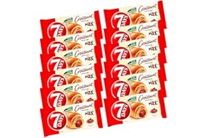 QUBROS 7Days Croissant Breakfast Pastry 80g | On the Go Snack | Creamy Chocolate Filling | Soft and Light Dough | Sweet Filled Delicious Baked Snacks (Max Croissant CACAO, 12 Pack)