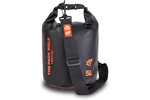The Pack Wolf Company - Waterproof Dry Bag, Waterproof Backpack with Adjustable Shoulder Strap, Durable Dry Bag for Kayaking, Rafting, Boating and More, Waterproof Bags, 5L, Black/Orange