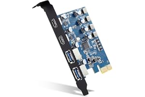 FARBOKO Tarjeta PCIe USB C de 4 puertos (2 x USB C, 2 x USB A) de 5 Gbps, PCIe USB 3.0/USB 3.2 (USB 3.1) Gen1 tarjeta de expansión para PC de escritorio compatible con Mac OS Windows