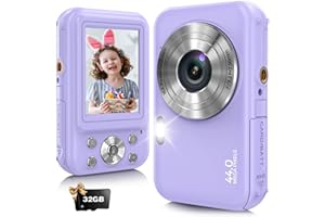 BOFYPOO Digitalkamera, Fotokamera Kompaktkamera mit 32GB Karte, FHD 1080P 44MP mit 16-fachem Digitalzoom, Fotoapparat Tragbare Minikamera für Jugendliche, Kinder, Studenten（Violet）