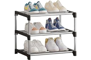 NIAWECAN Scarpiera Impilabile a 3 Livelli - Leggera e Stabile Con Vano Piedi - Organizer Sottile per Armadio, Ingresso, Corridoio