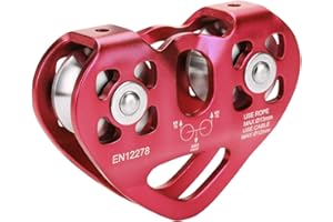 Eddwiin Poulie d'escalade 30 kN double poulie tyrolienne de sauvetage avec câble pour extérieur