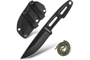 Omesio Couteau de Ceinture 8cm 5Cr13MoV avec Fourreau - Full Tang Léger Port Horizontal | Couteau EDC pour Exploration, Camping et Randonnée