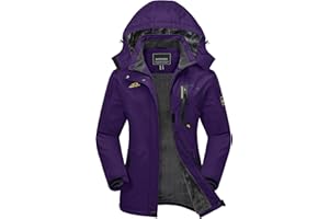 KEFITEVD Chaqueta Cálida de Invierno para Mujer al Aire Libre Abrigo Impermeable a Prueba de Viento Chaqueta de Esquí para Acampar con Capucha Desmontable