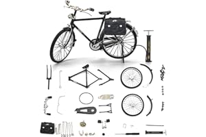 Yizemay Ornamento a forma di bicicletta retrò per bambini e adulti, 51 pezzi, simulazione di mini bicicletta, kit con gonfiatore e valigetta in scala 1:10, decorazione creativa in ferro da tavolo,