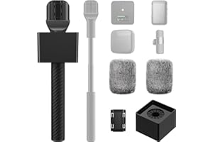 TONOR Handheld Adapter für DJI mic, RODE Wireless Go 1/2, Rode Wireless Me/Pro, Hollyland Lark M2, Handmikrofon Adapter mit verstellbarer Länge, Gummigriff, Windschutz für Vlog Interviews, TP40