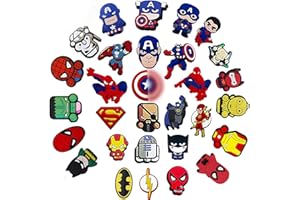 EGEKTBH Ciondoli per scarpe, 30 ciondoli per scarpe da supereroe, decorazione per ciondoli e bracciali, graziosi zoccoli accessori per ragazze, donne, bambini e uomini, PVC