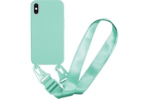 MBSLFY Silikon Handykette für iPhone XS Max Hülle mit Band,Verstellbarer Halskette Handyhülle,Necklace Hülle mit Band, Handyhülle für zum Umhängen,Case mit Schnur,Minz grün