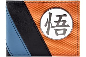 Dragon Ball Z FighterZ Goku Kanji Éveil Insigne Métallique Portefeuille Bi-Fold Porte-Carte d'Identité & Porte-Carte, Orange